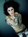 kat von d portrait and flower tattoo